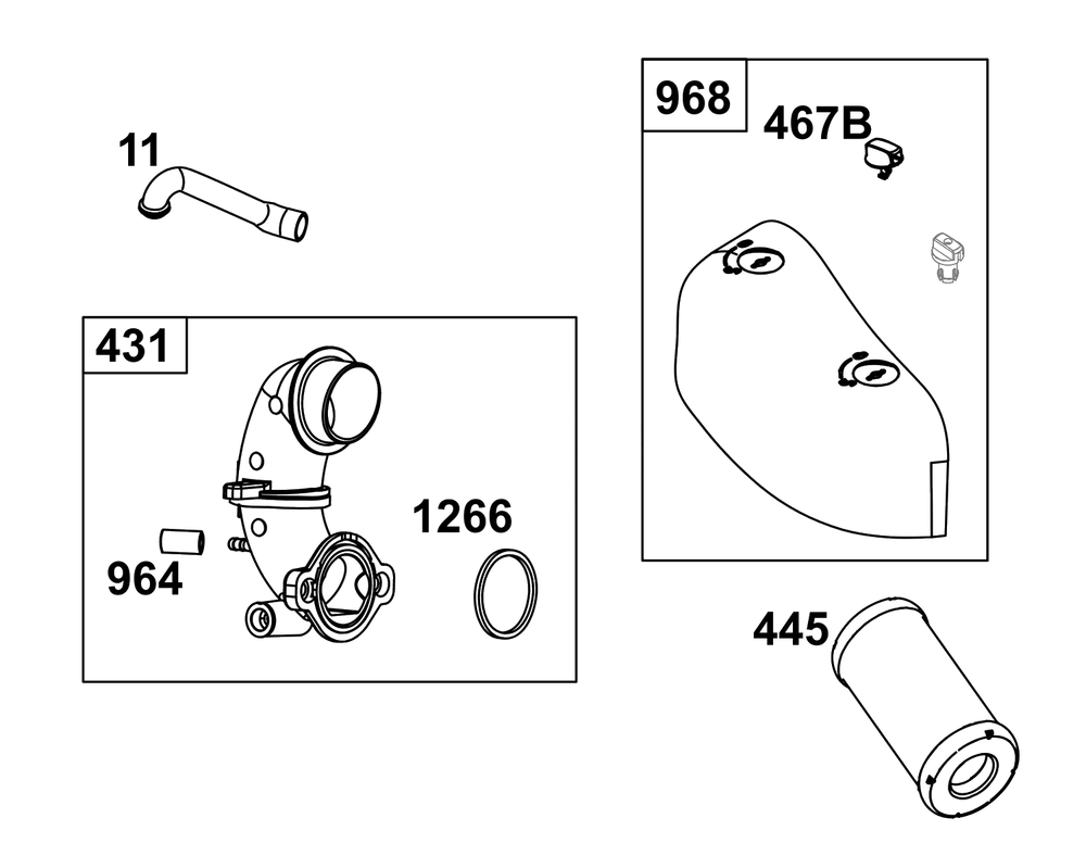 Air Cleaner Group Diagram and Parts List for 31R875-0038-B5  Briggs and Stratton Engine